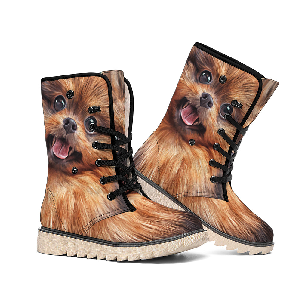 Vintage Pomeranian Portrait Winter Boots