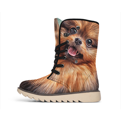 Vintage Pomeranian Portrait Winter Boots