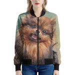 Vintage Pomeranian Portrait Women's Bomber Jacket