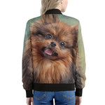 Vintage Pomeranian Portrait Women's Bomber Jacket