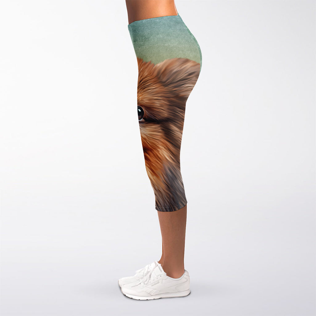 Vintage Pomeranian Portrait Women's Capri Leggings