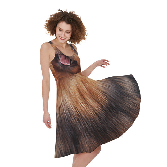 Vintage Pomeranian Portrait Women's Sleeveless Dress