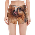 Vintage Pomeranian Portrait Women's Split Running Shorts