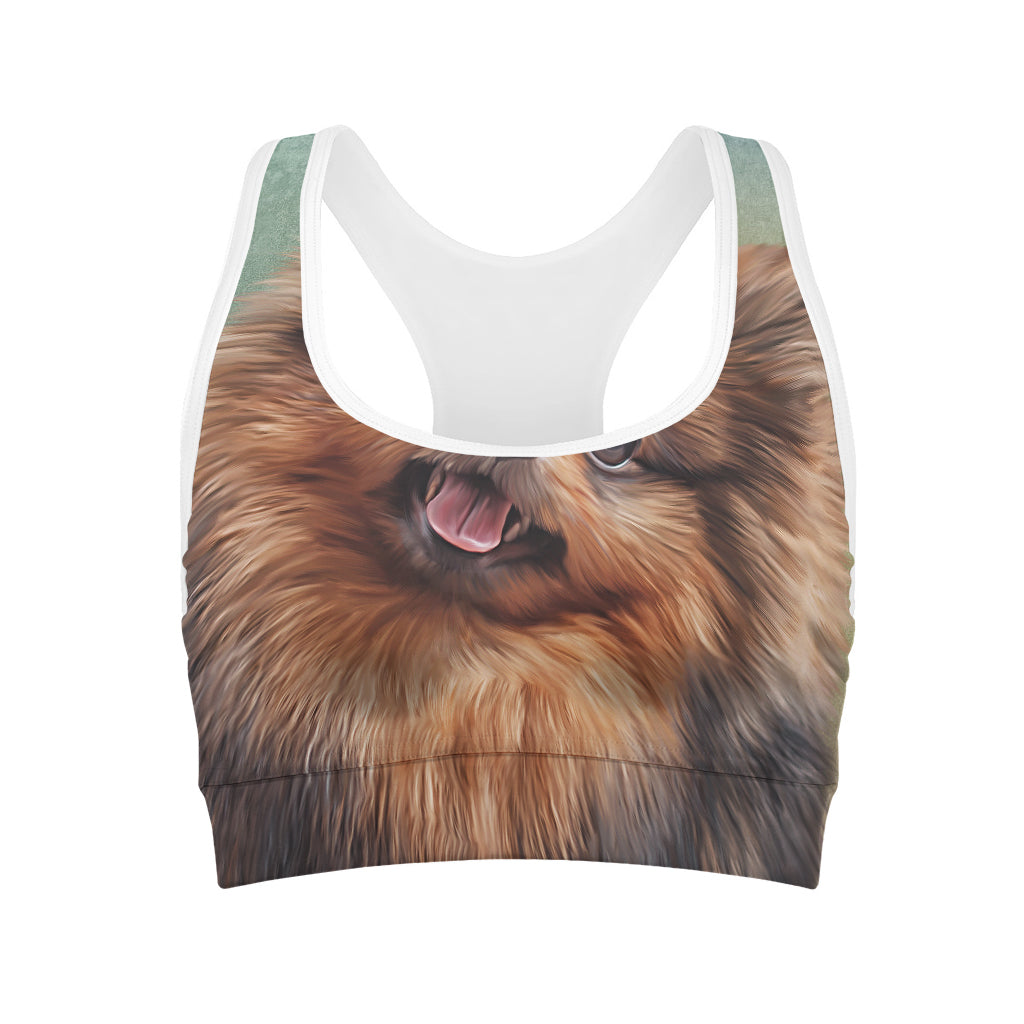 Vintage Pomeranian Portrait Women's Sports Bra