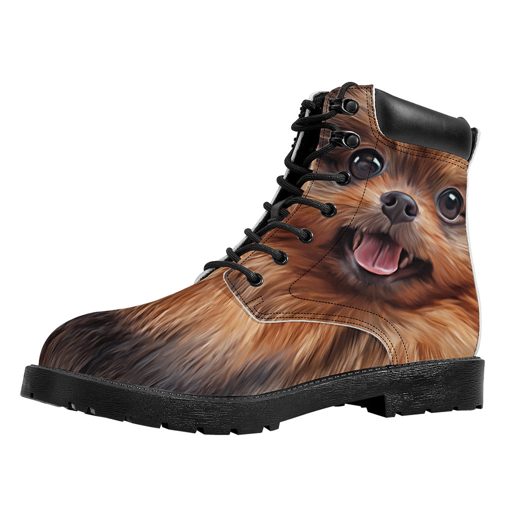 Vintage Pomeranian Portrait Work Boots