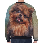 Vintage Pomeranian Portrait Zip Sleeve Bomber Jacket