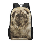 Vintage Pug Portrait Print 17 Inch Backpack