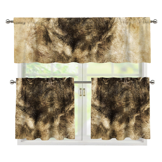 Vintage Pug Portrait Print 3 Piece Kitchen Curtains