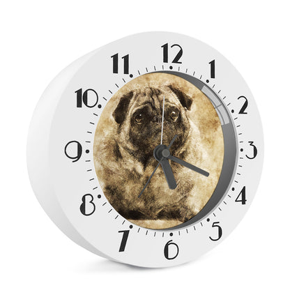 Vintage Pug Portrait Print Alarm Clock