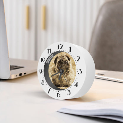 Vintage Pug Portrait Print Alarm Clock