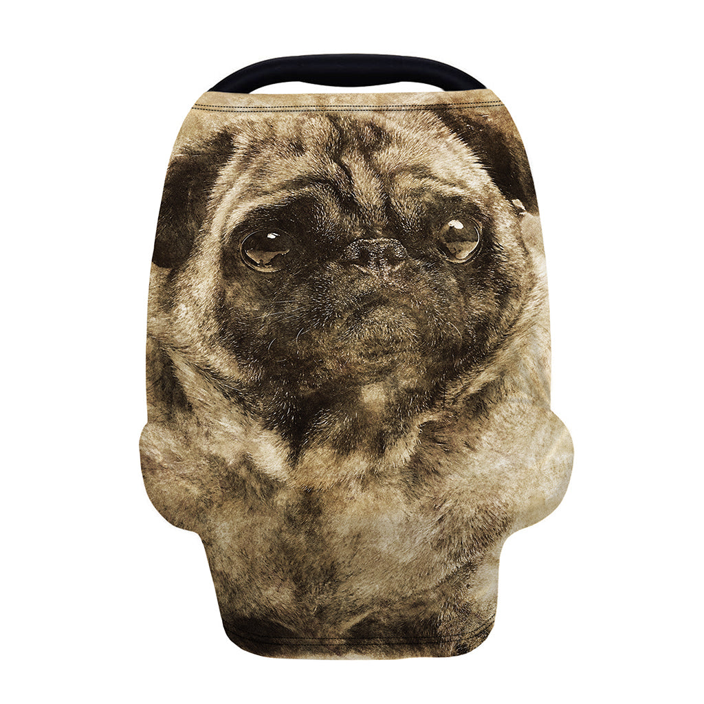 Vintage Pug Portrait Print Baby Seat Cover