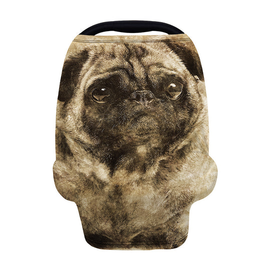 Vintage Pug Portrait Print Baby Seat Cover