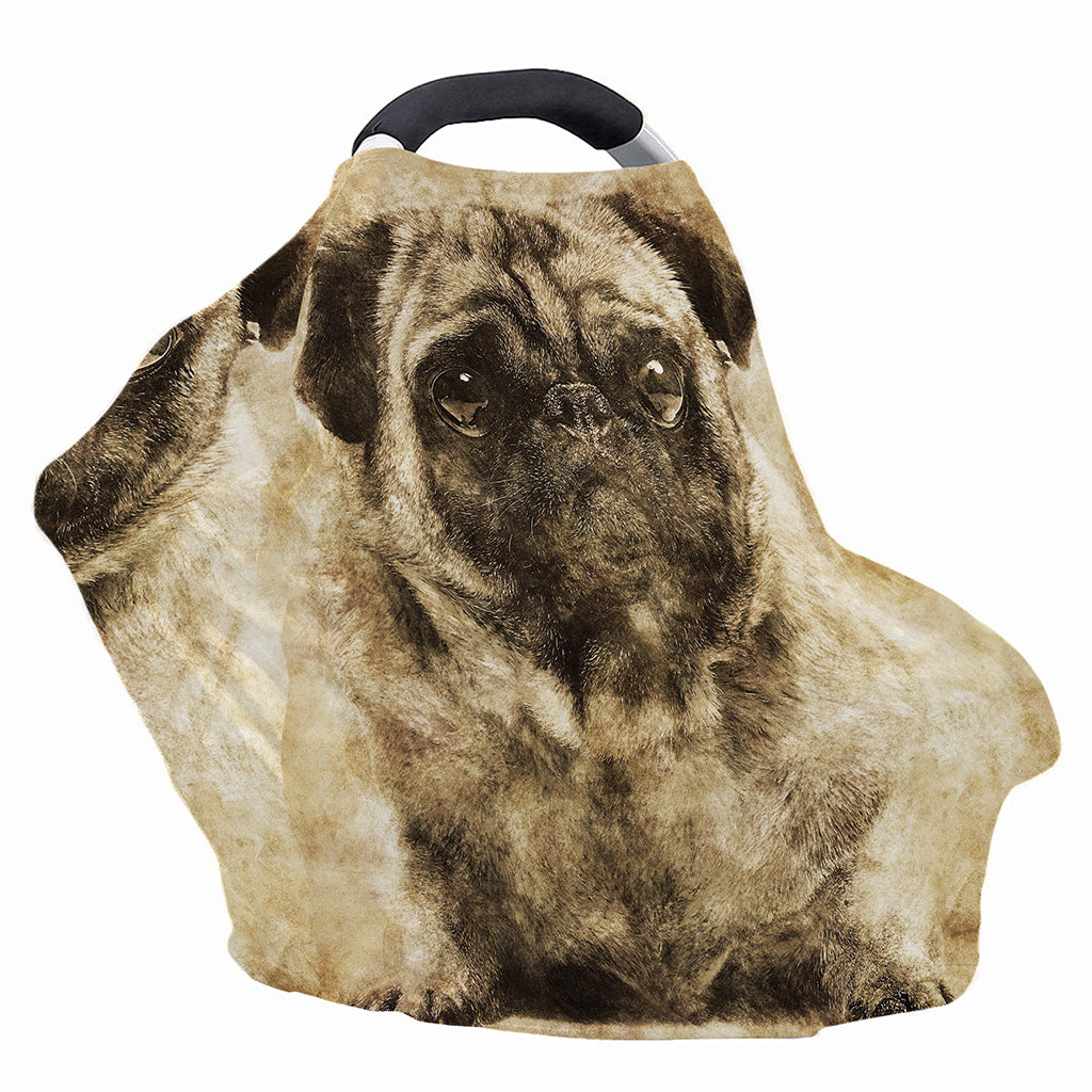 Vintage Pug Portrait Print Baby Seat Cover