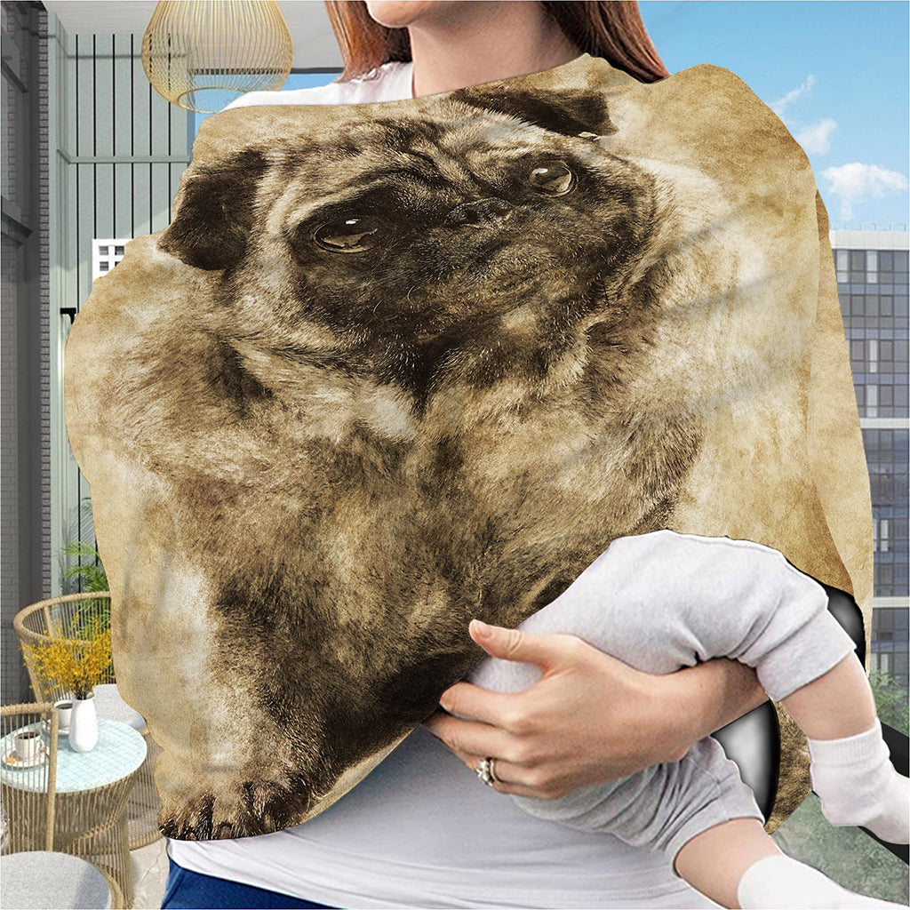 Vintage Pug Portrait Print Baby Seat Cover