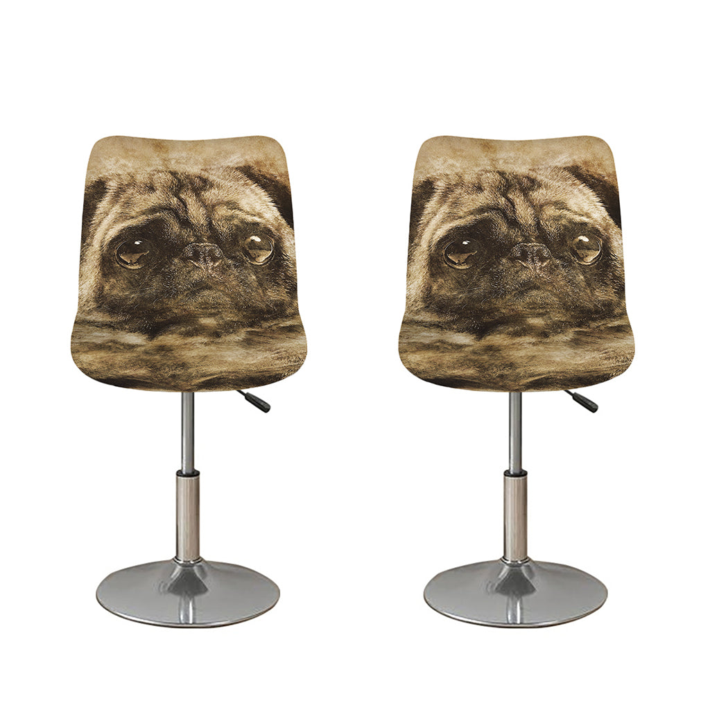 Vintage Pug Portrait Print Bar Stool Covers
