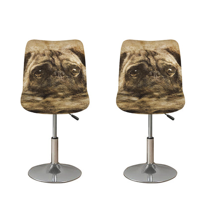 Vintage Pug Portrait Print Bar Stool Covers