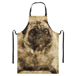 Vintage Pug Portrait Print Bib Apron With Pocket