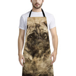Vintage Pug Portrait Print Bib Apron With Pocket