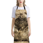 Vintage Pug Portrait Print Bib Apron With Pocket