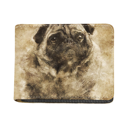 Vintage Pug Portrait Print Bifold Wallet