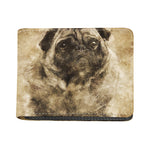 Vintage Pug Portrait Print Bifold Wallet