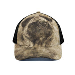 Vintage Pug Portrait Print Black Mesh Trucker Cap