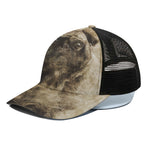Vintage Pug Portrait Print Black Mesh Trucker Cap