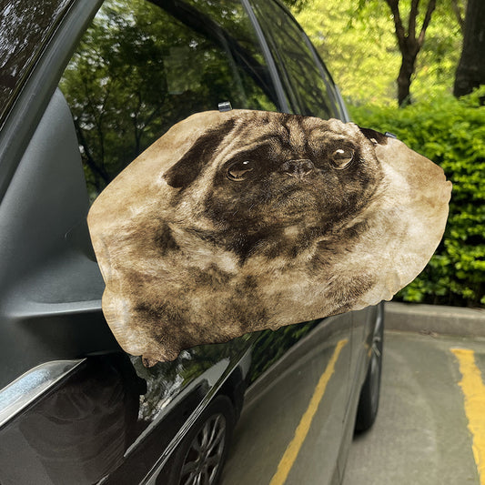 Vintage Pug Portrait Print Car Side Mirror Covers