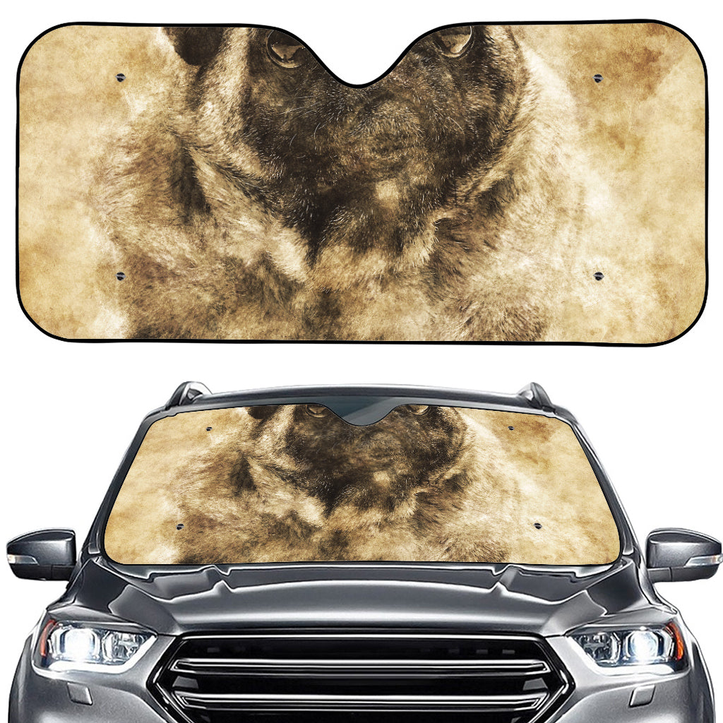 Vintage Pug Portrait Print Car Windshield Sun Shade