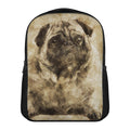 Vintage Pug Portrait Print Casual Backpack