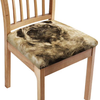 Vintage Pug Portrait Print Chair Cushion Cover