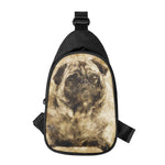 Vintage Pug Portrait Print Chest Bag