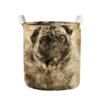 Vintage Pug Portrait Print Collapsible Laundry Basket
