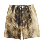 Vintage Pug Portrait Print Cotton Shorts