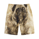 Vintage Pug Portrait Print Cotton Shorts
