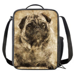 Vintage Pug Portrait Print Crossbody Lunch Bag