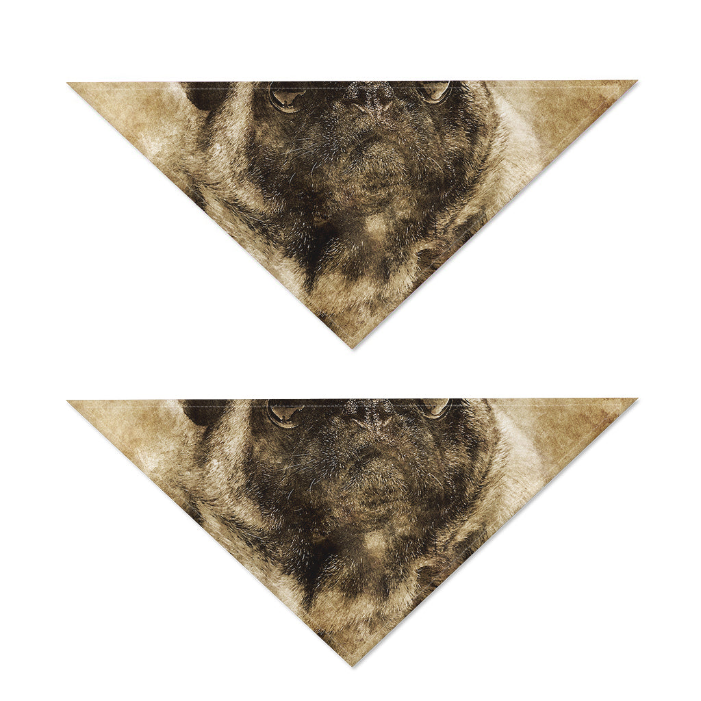 Vintage Pug Portrait Print Dog Bandana