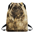 Vintage Pug Portrait Print Drawstring Backpack