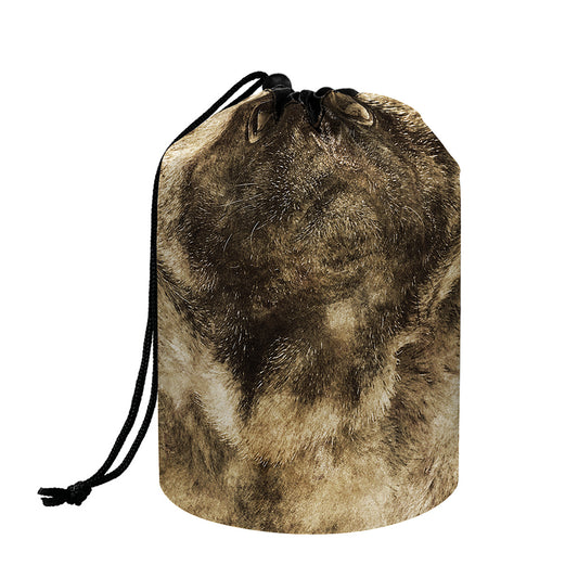 Vintage Pug Portrait Print Drawstring Makeup Bag