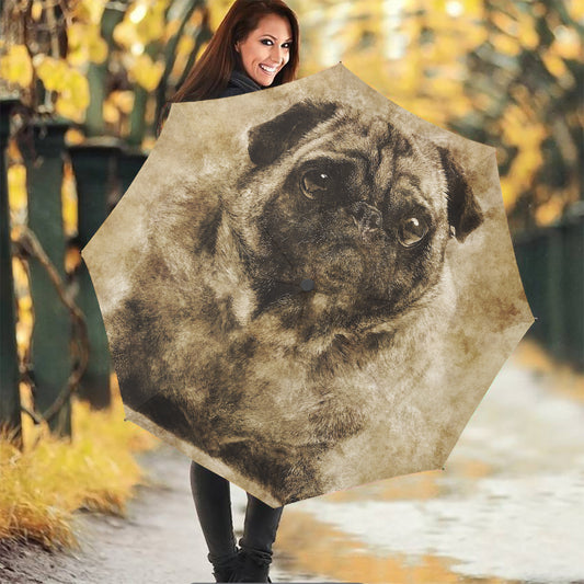 Vintage Pug Portrait Print Foldable Umbrella