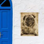 Vintage Pug Portrait Print Garden Flag
