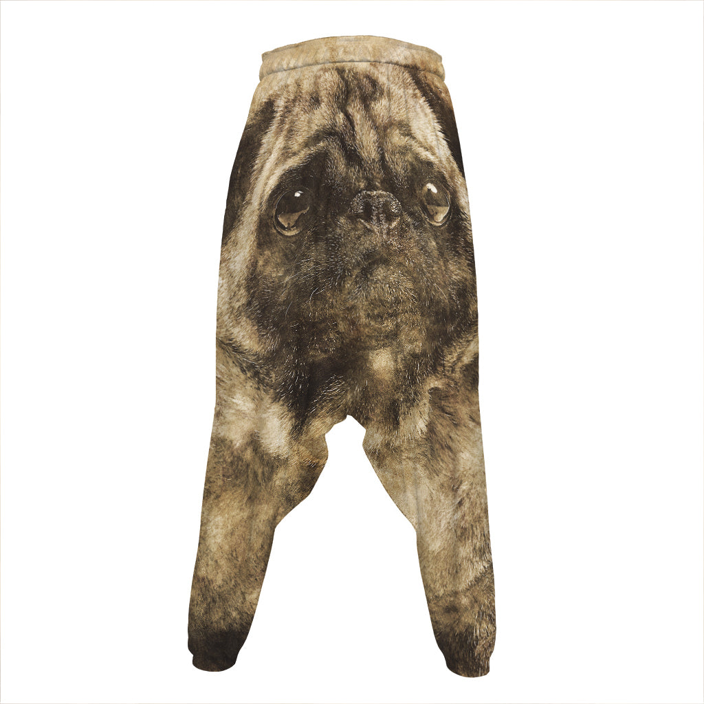 Vintage Pug Portrait Print Hammer Pants