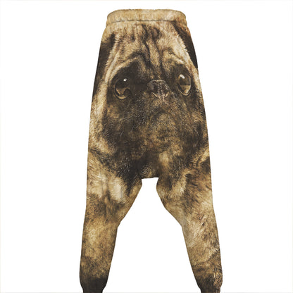 Vintage Pug Portrait Print Hammer Pants