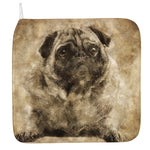 Vintage Pug Portrait Print Hand Towel