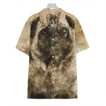 Vintage Pug Portrait Print Hawaiian Shirt
