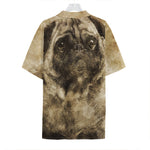 Vintage Pug Portrait Print Hawaiian Shirt