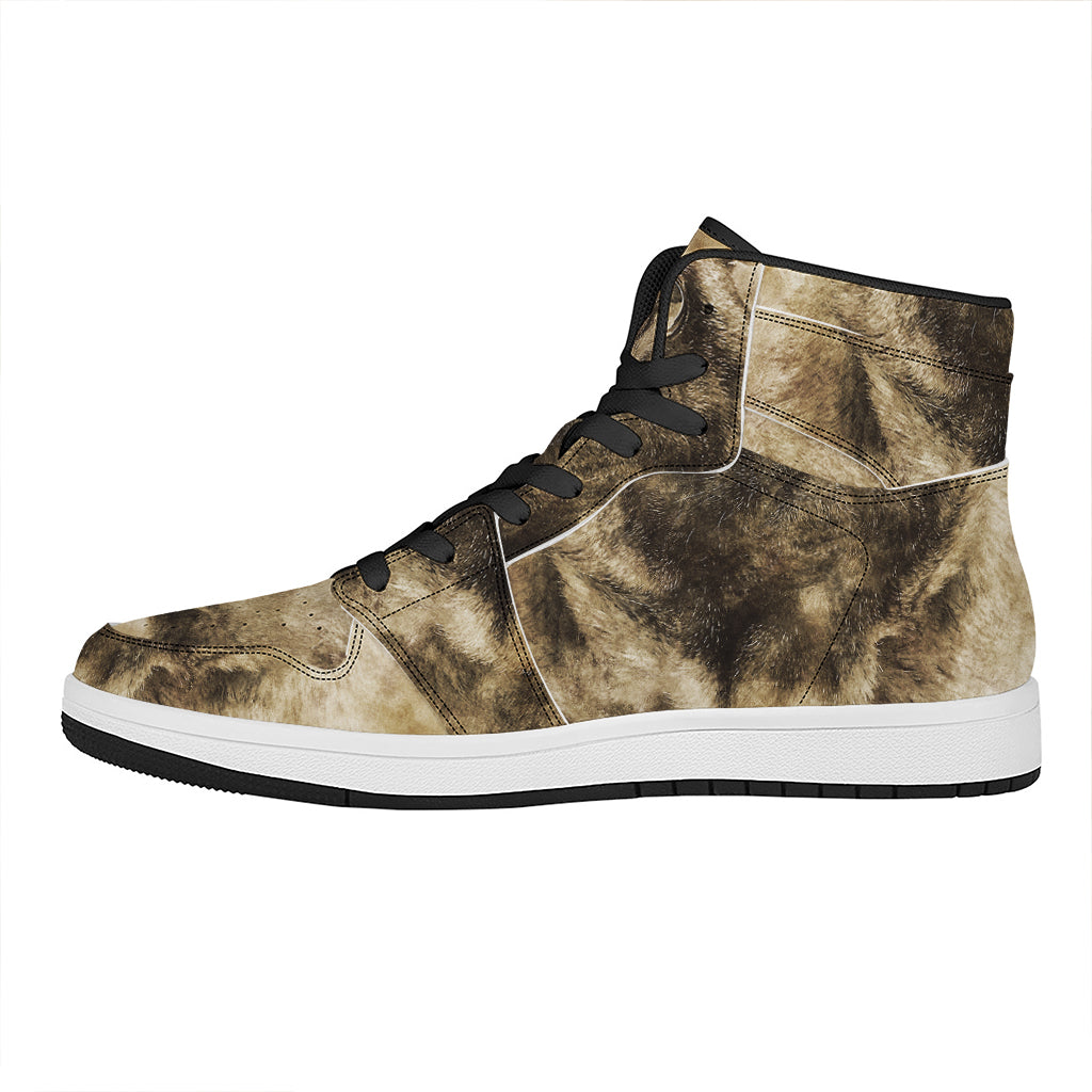 Vintage Pug Portrait Print High Top Leather Sneakers