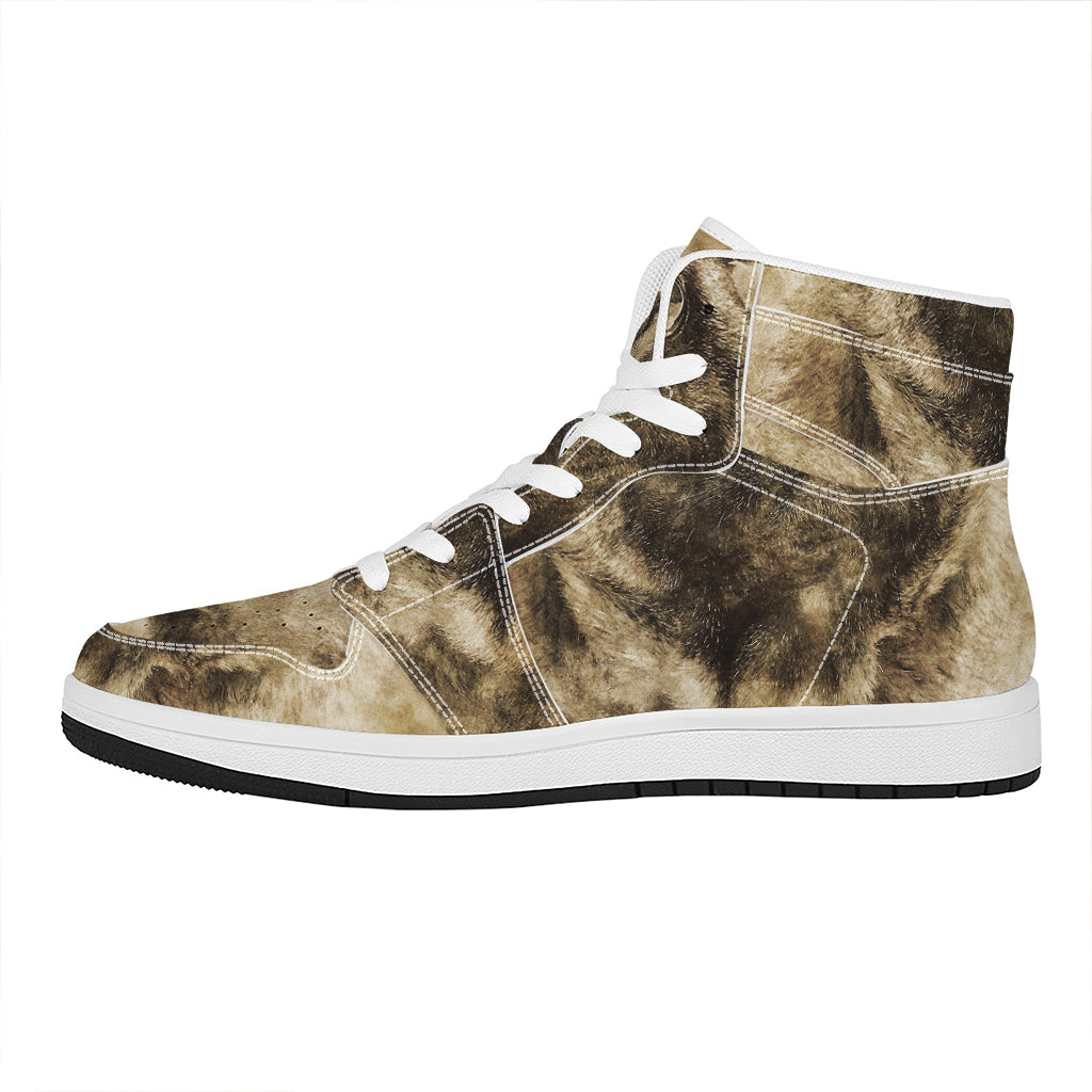 Vintage Pug Portrait Print High Top Leather Sneakers