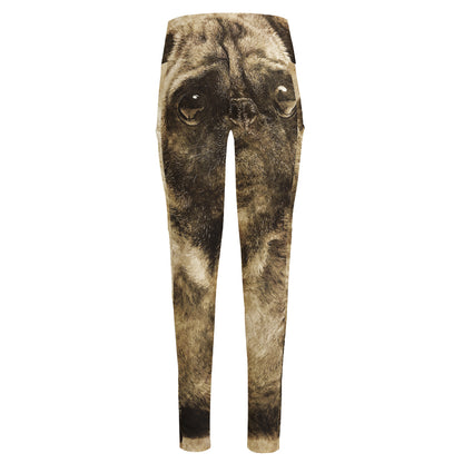 Vintage Pug Portrait Print High-Waisted Pocket Leggings