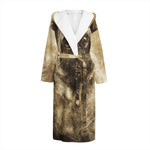 Vintage Pug Portrait Print Hooded Bathrobe